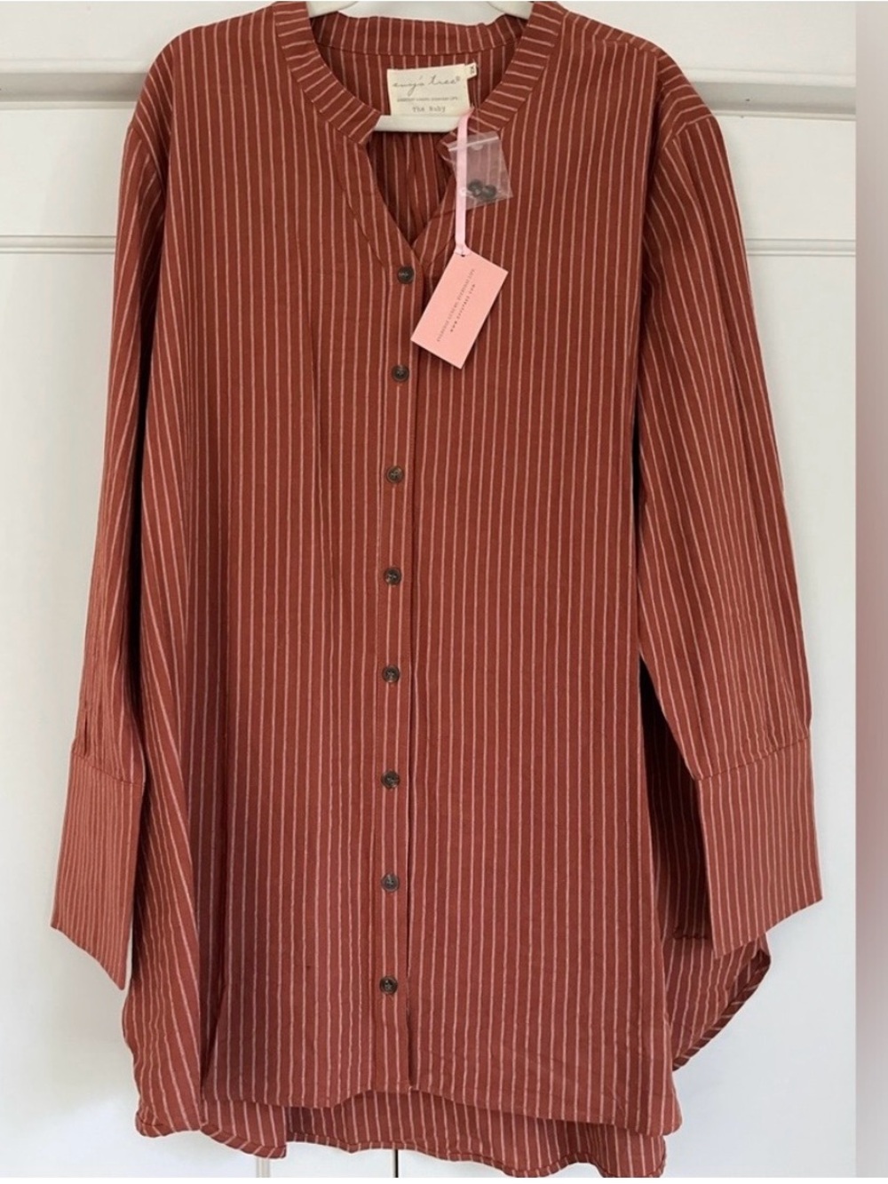 Evy’s Tree Rust Tunic with Cream Pinstripes The Ruby